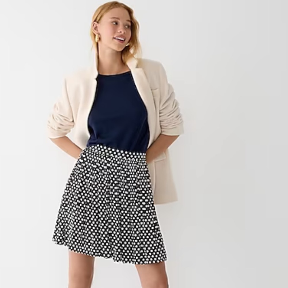 Jcrew Featherweight satin mini skirt in polkadots